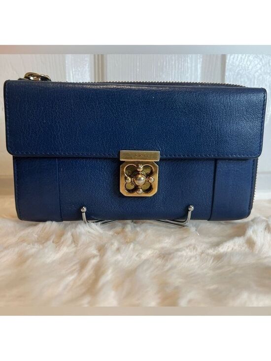 Chloe Handbags - CHLOE VINTAGE ELISE BLUE LEATHER ZIP WALLET